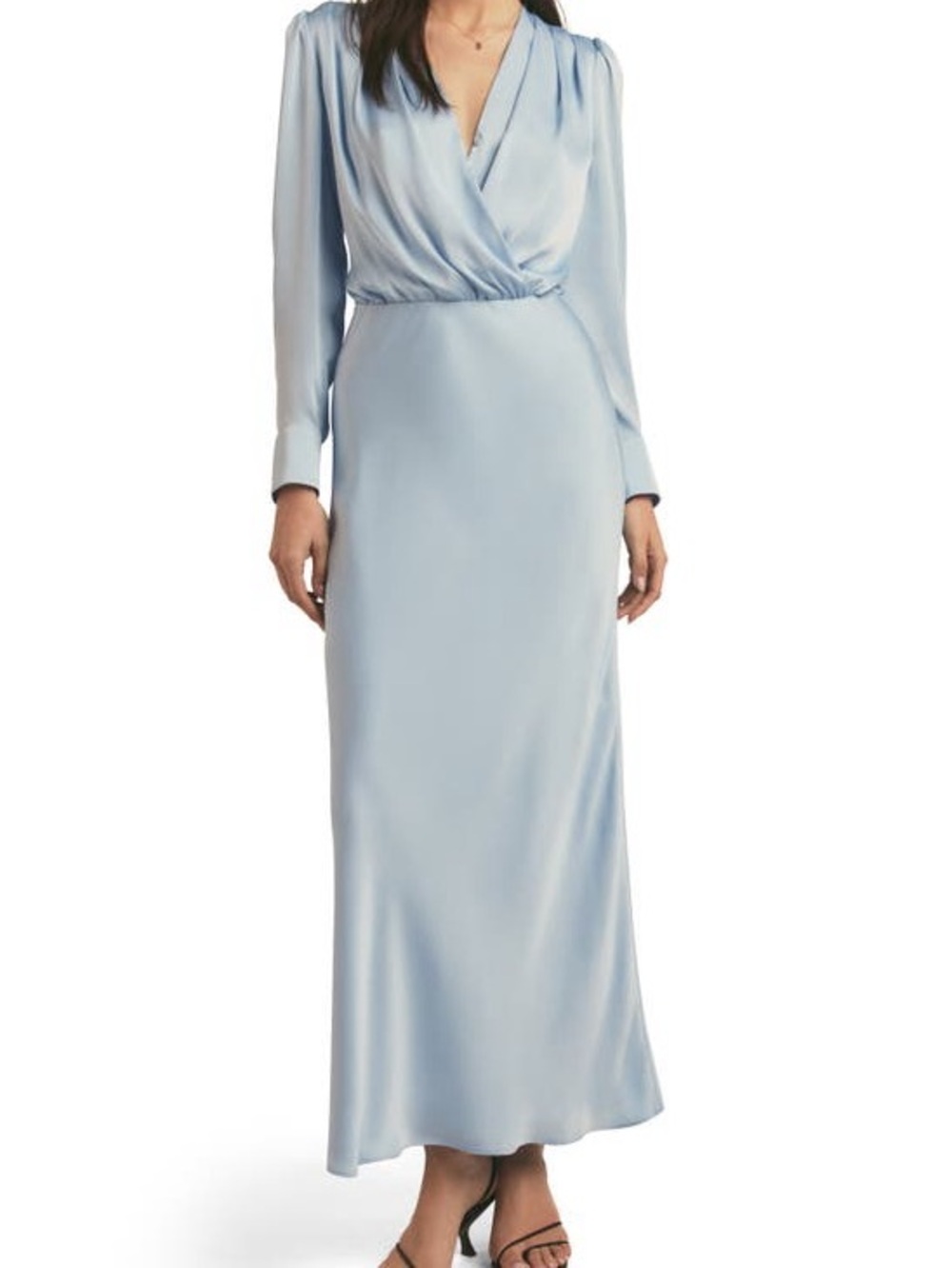 Favorite Daughter Light Blue Long Sleeve Wrap Maxi Dress
